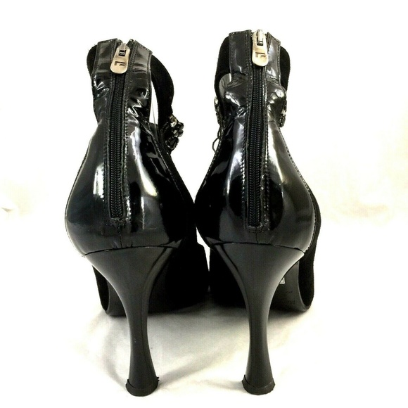 Marino Fabiani Black Pump Pointed Toe 39 9 Jeweled - Picture 3 of 8
